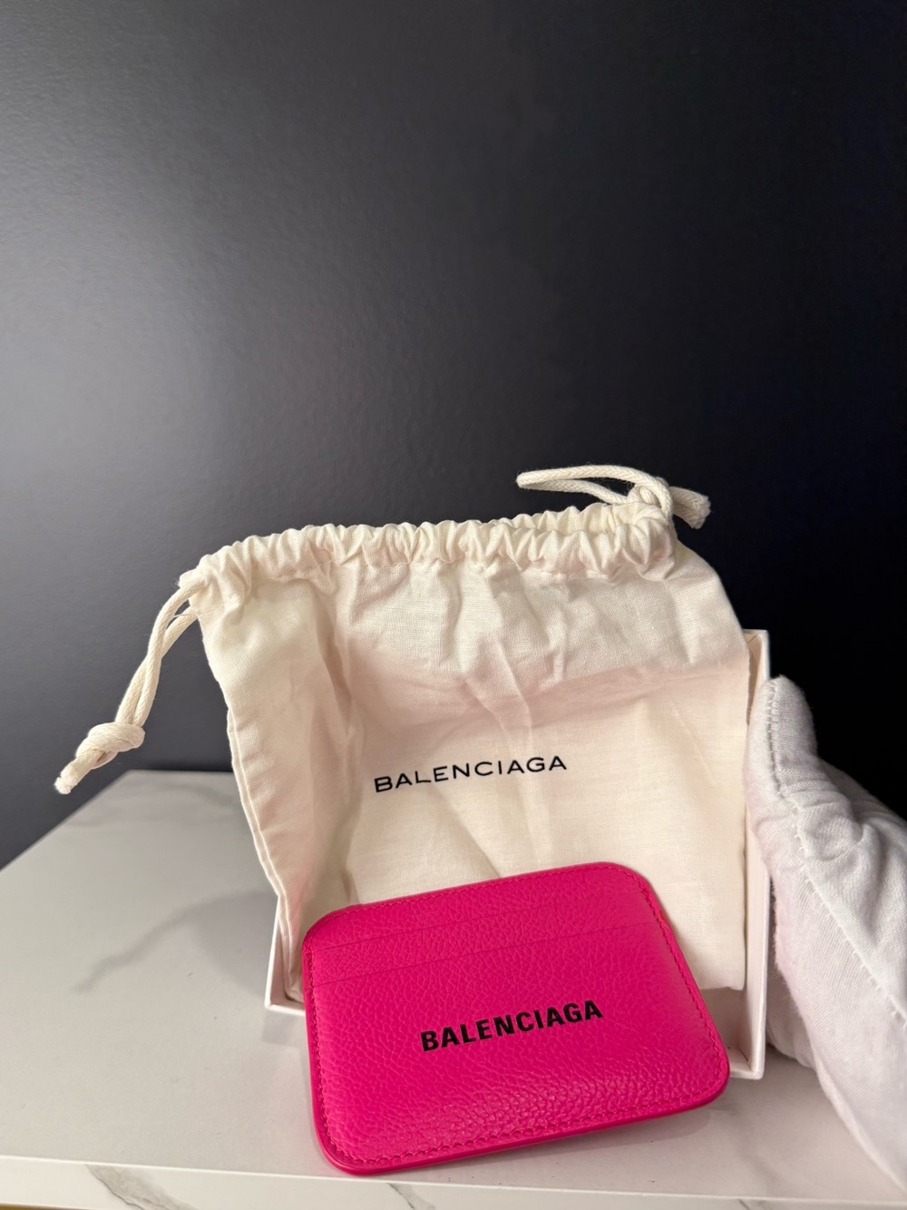 Balenciaga Hot Pink Leather Card Case